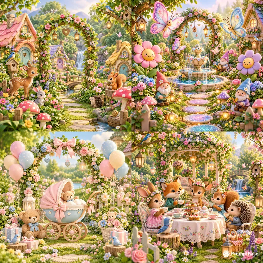 Whimsical 3D Celebration Gardens