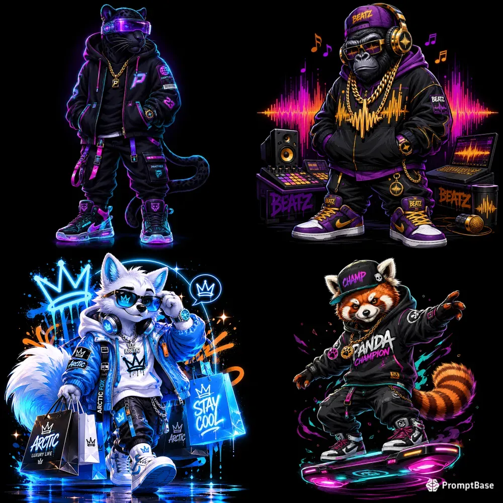 Urban Cool Animal Characters Streetwear