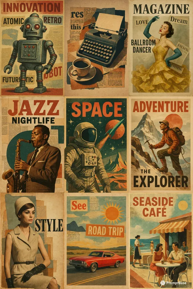 Retro Vintage Magazine Collage Art
