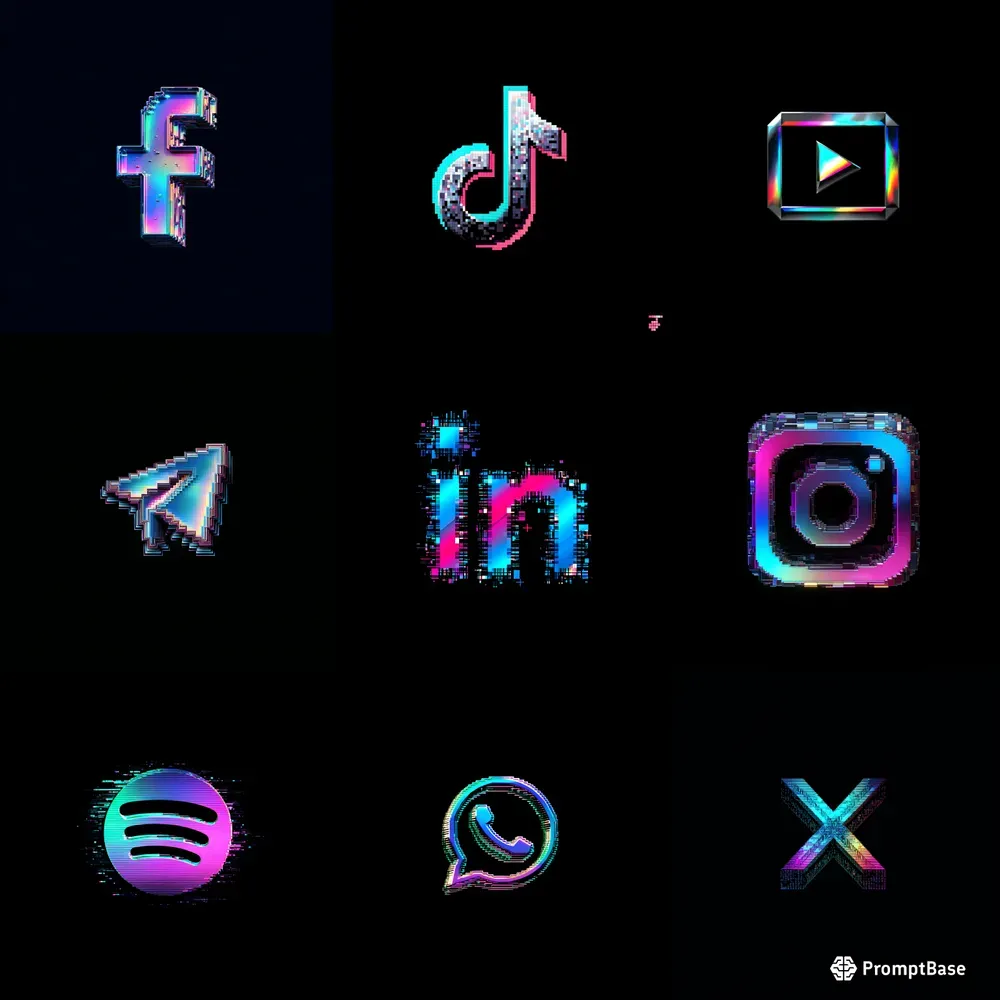 Pixel Iridescent Social Logos