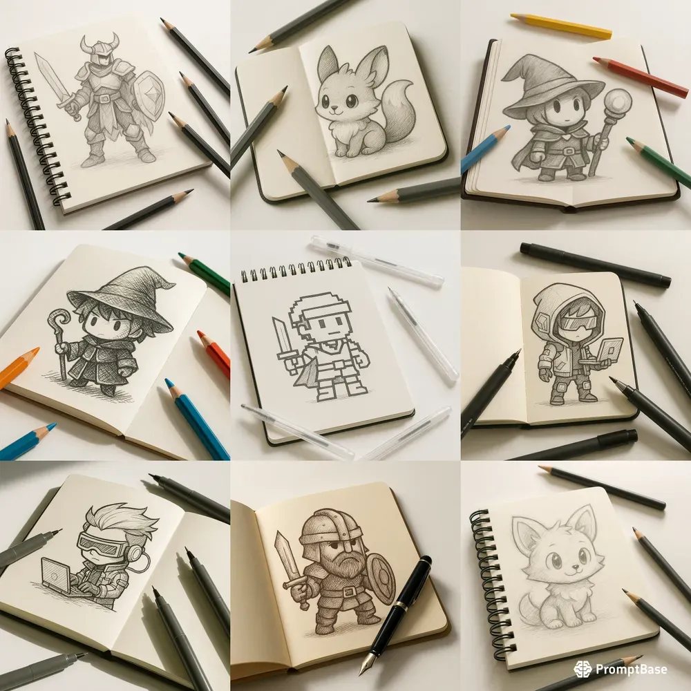 Sketchbook Character Concept Drawings