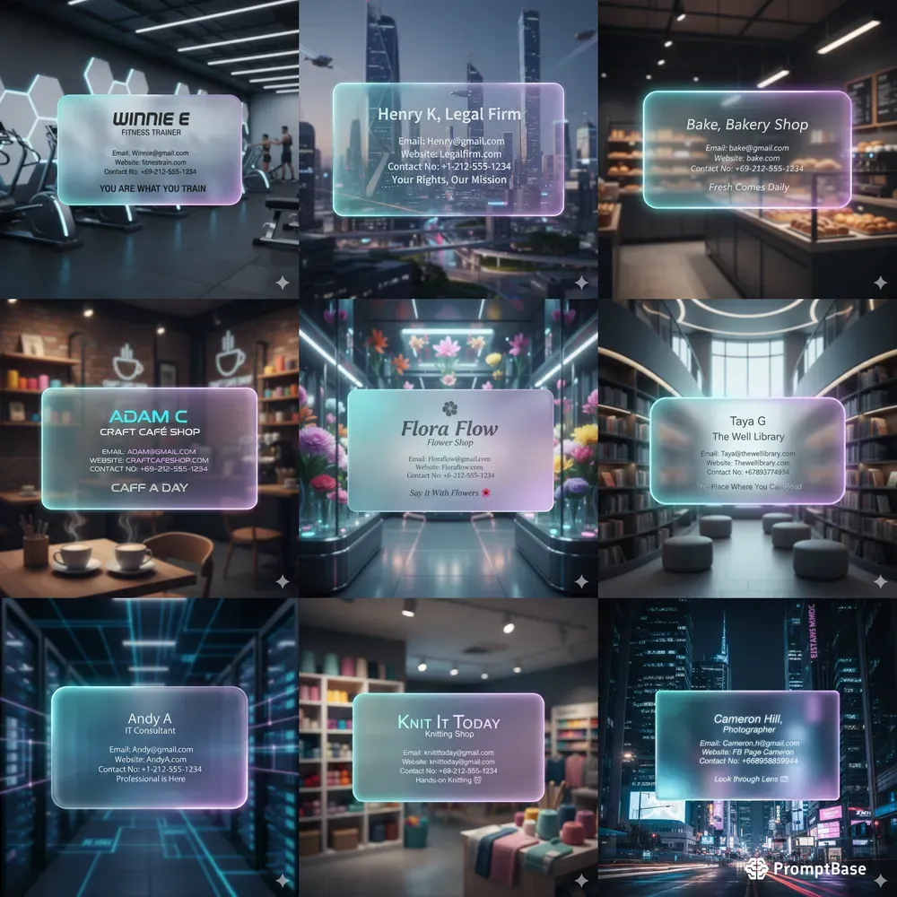 Futuristic Cyber Glass Business Cards