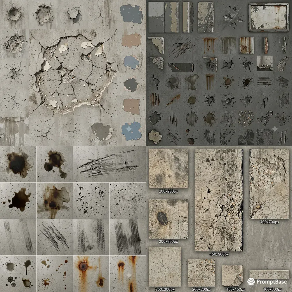 Weathered Concrete Decal Atlas Systems