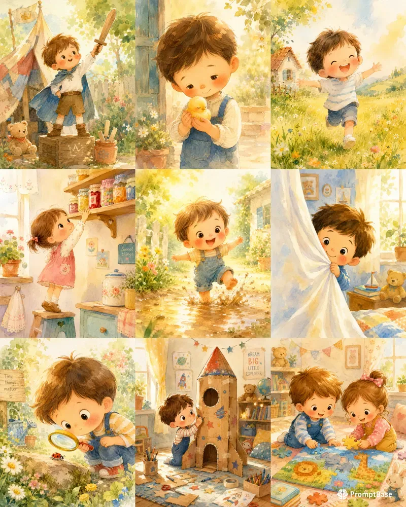 Nostalgic Childhood Storybook Watercolors