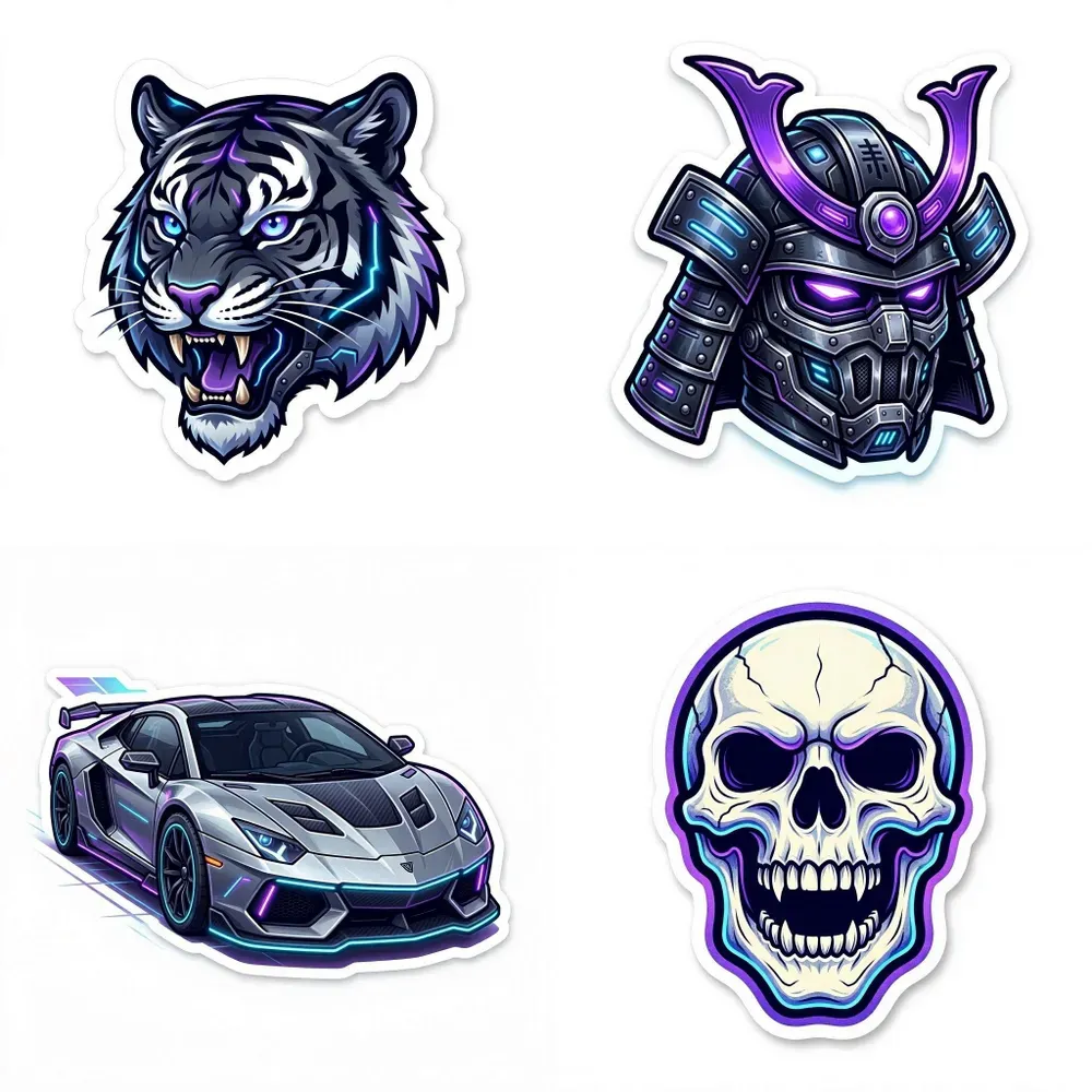 Retro Cyberpunk Vector Stickers