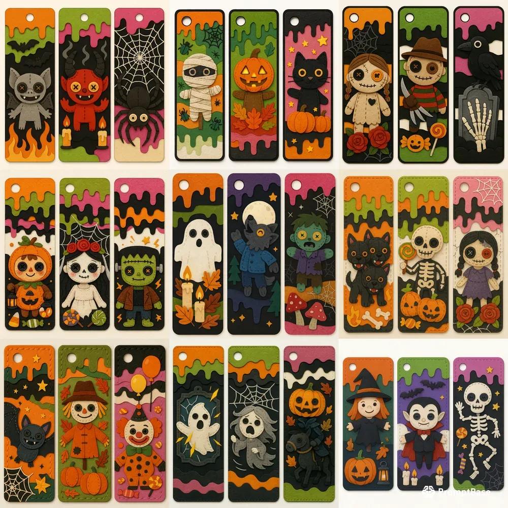 Creepy Cute Halloween Bookmarks Clipart