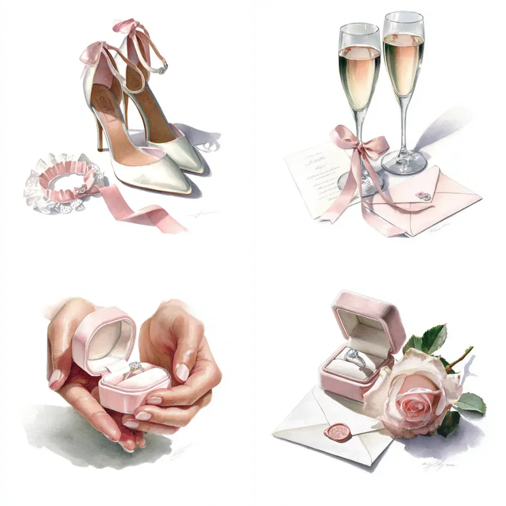 Realistic Watercolor Wedding Clipart