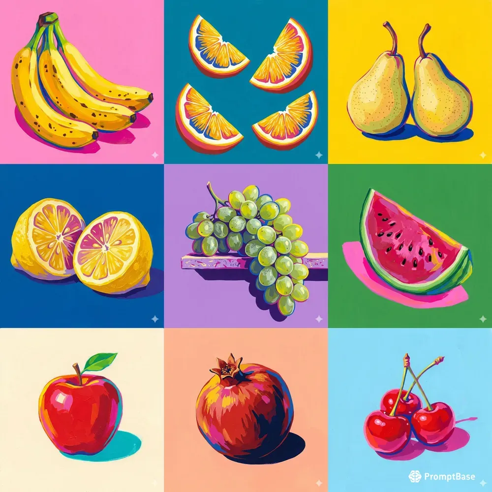 Bold Pop Art Gouache Fruit Botanicals