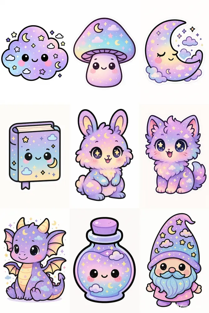 Cute Pastel Cosmic Chibi Stickers