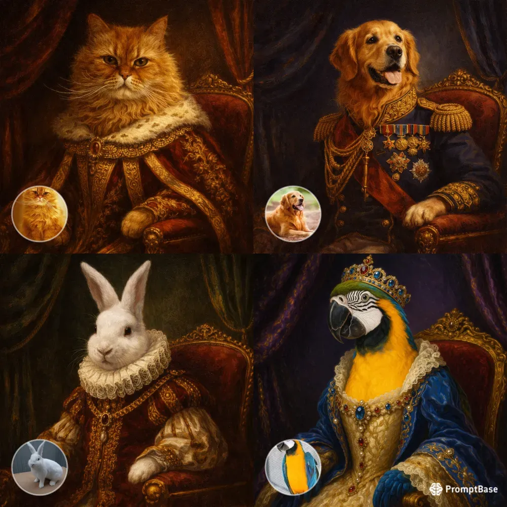 Royal Pet Portraits From Your Photos