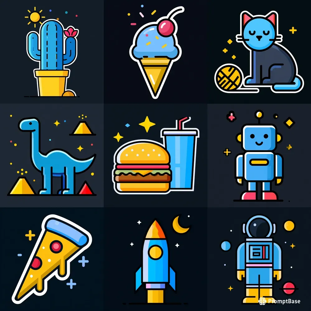 Flat Vector Sticker Icons
