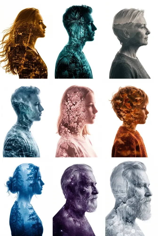 Double Exposure Profile Portraits