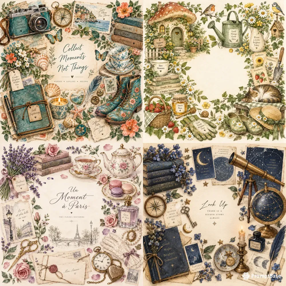 Whimsical Watercolor Storyboard Collages