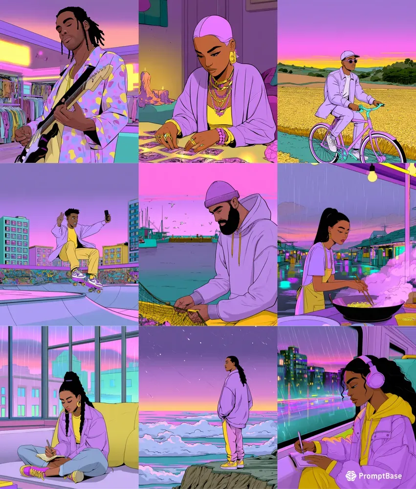 Pastel Lifestyle Illustration Scenes