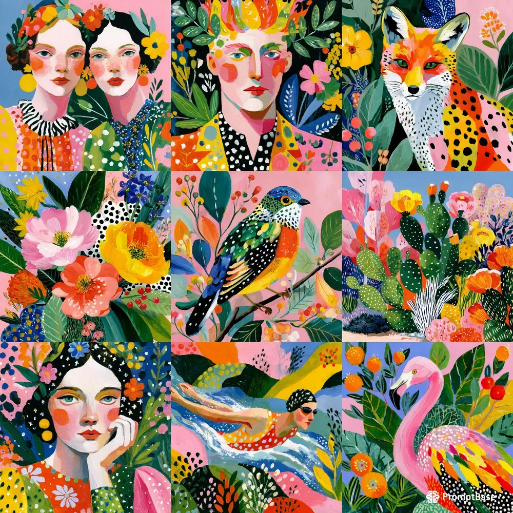 Maximalist Floral Portrait Art