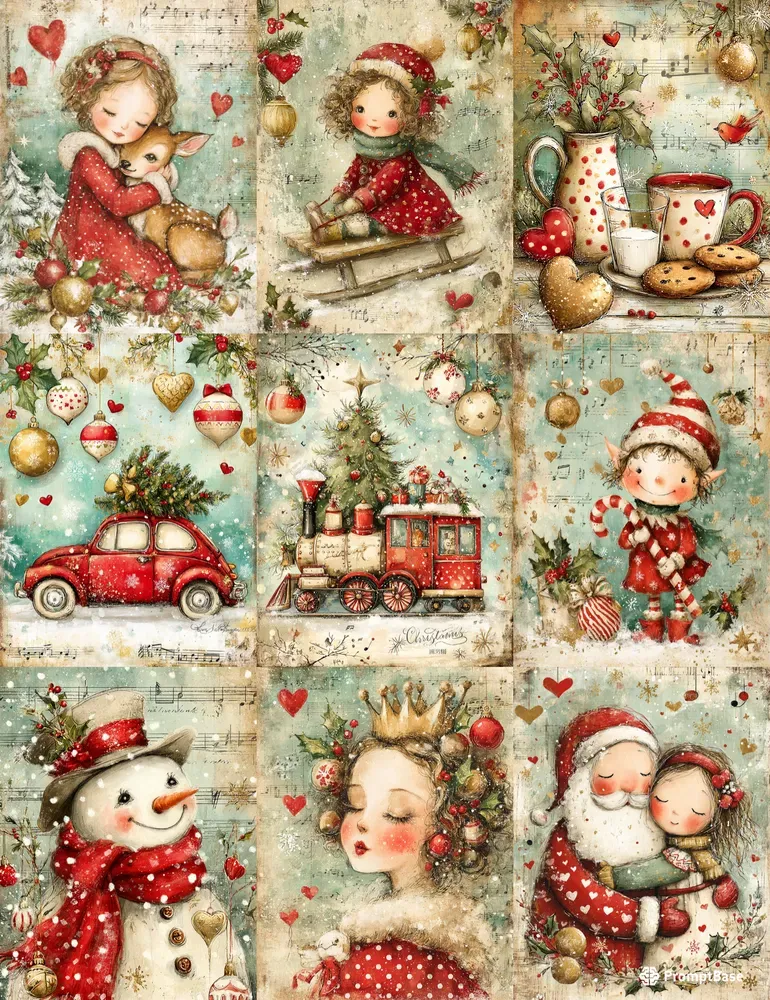 Vintage Christmas Junk Journal Ephemera
