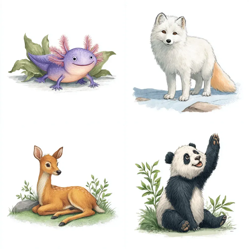 Cute Watercolor Animal Clipart