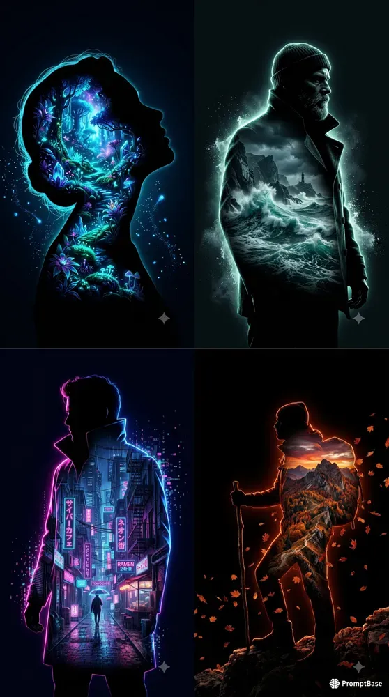 Cinematic Double Exposure Inner Worlds