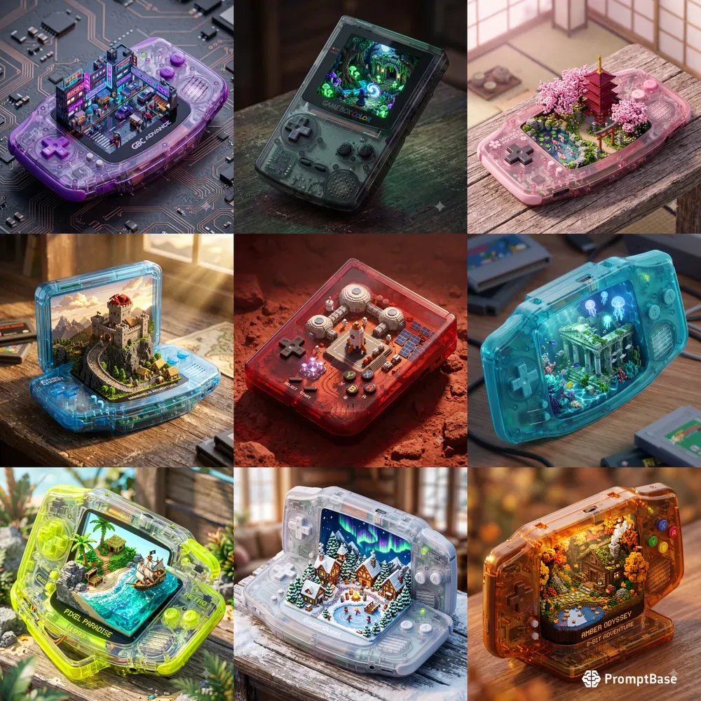 3D Game Boy Pixel Art Dioramas
