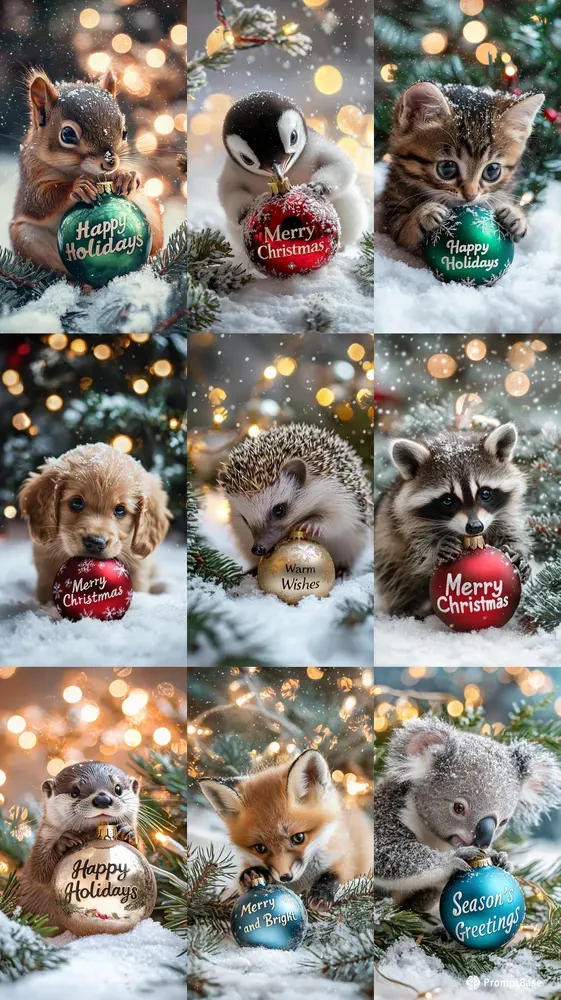 Baby Animals For Christmas Cards