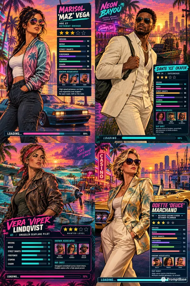 Openworld Crime Game Loading Cards