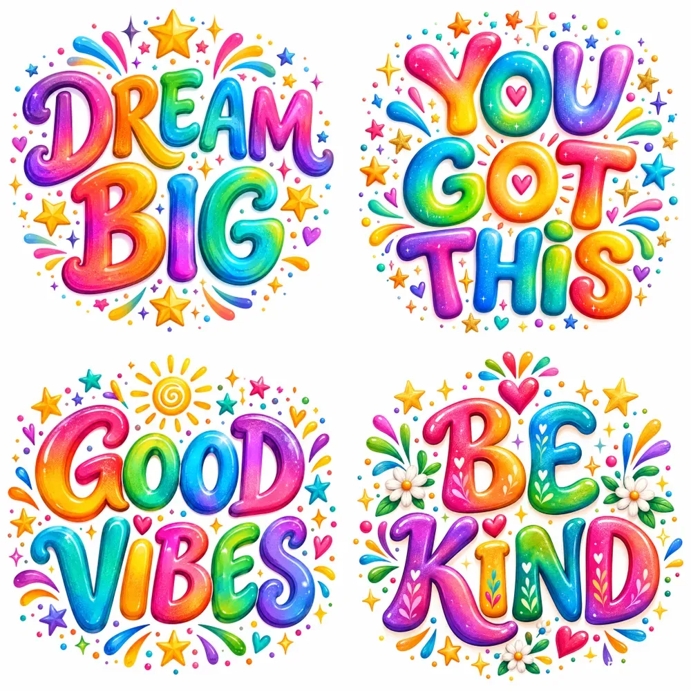 Whimsical Rainbow Word Art