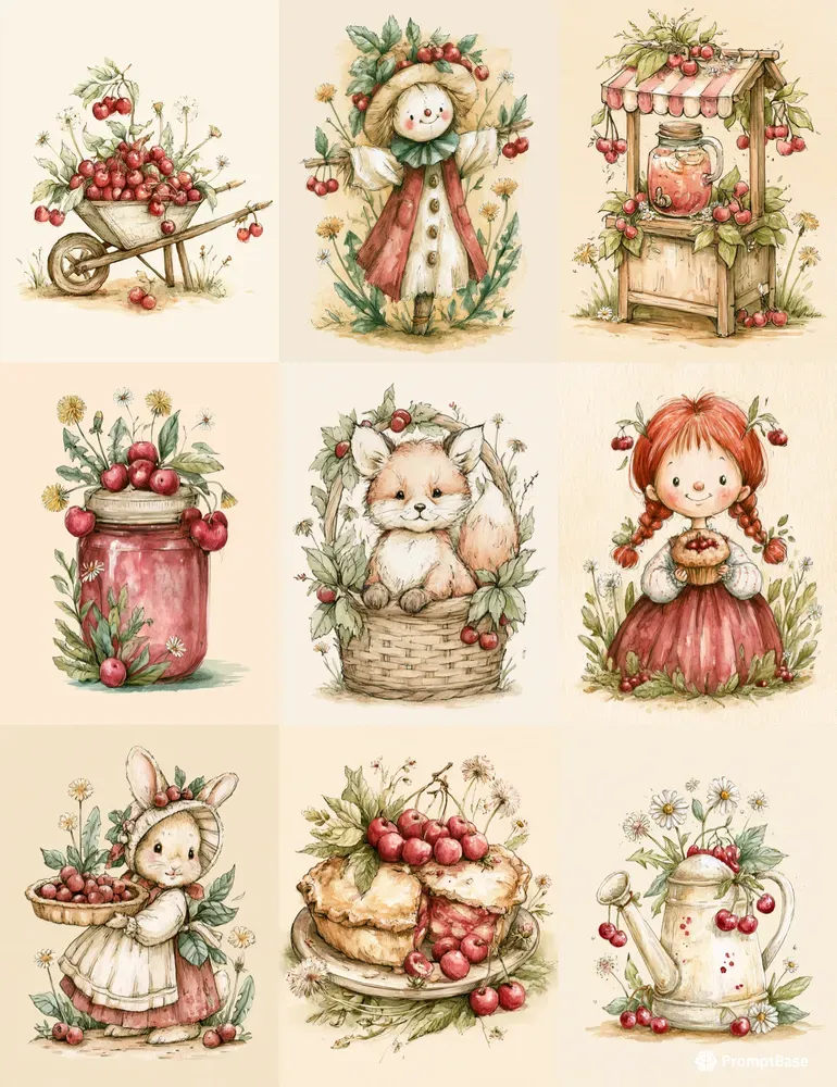 Cherry Daisy Season Junk Journal Pages