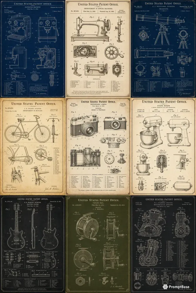 Vintage Patent Print Posters