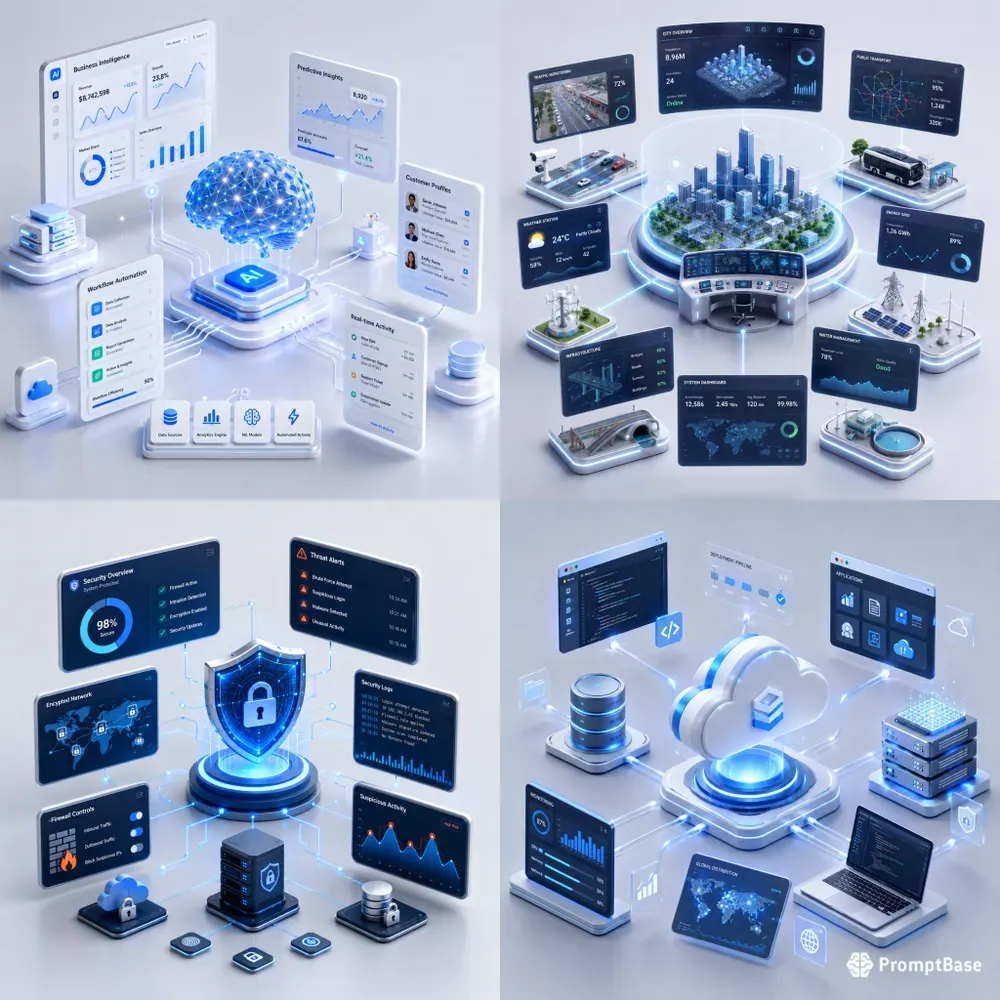 Futuristic 3D Connected Technology Scenes