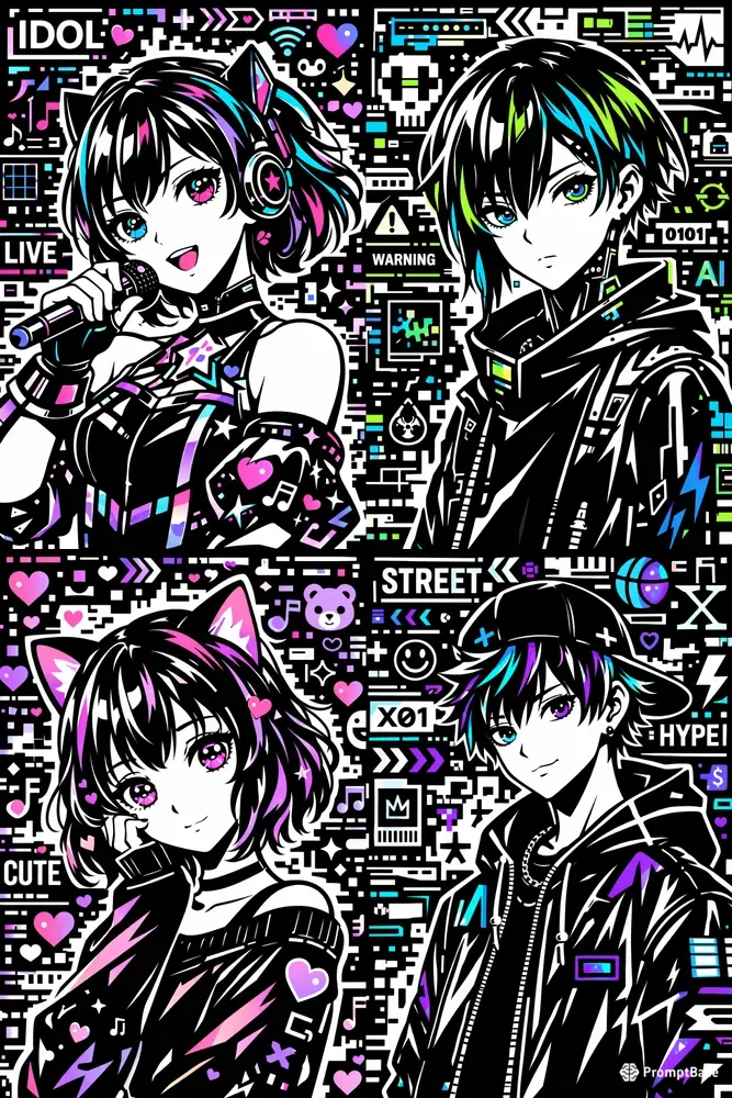 Bold Noir Anime Posters