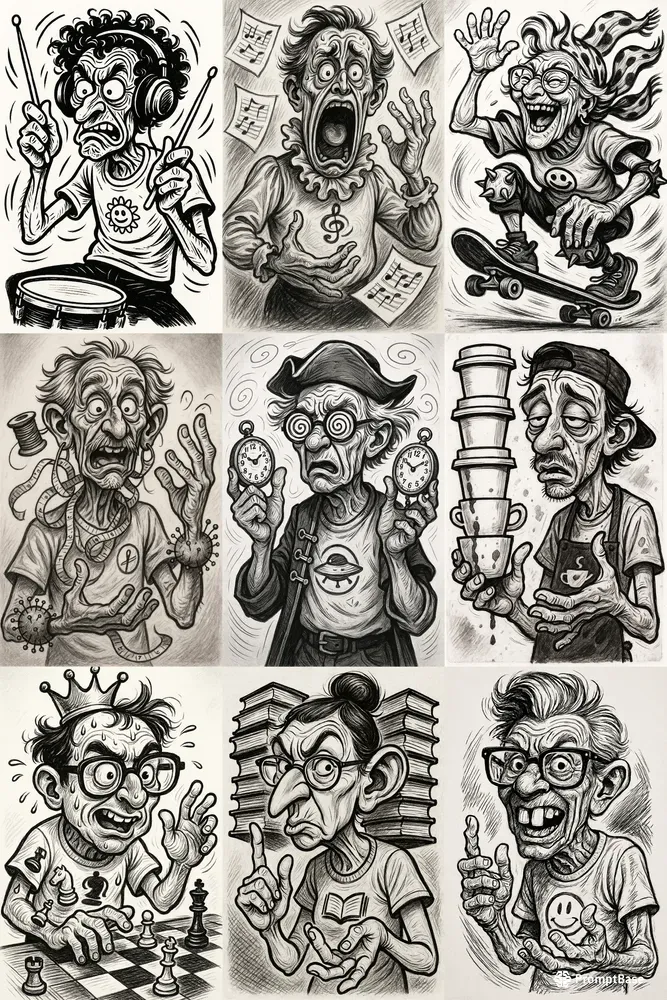 A Bold Black White Caricatures