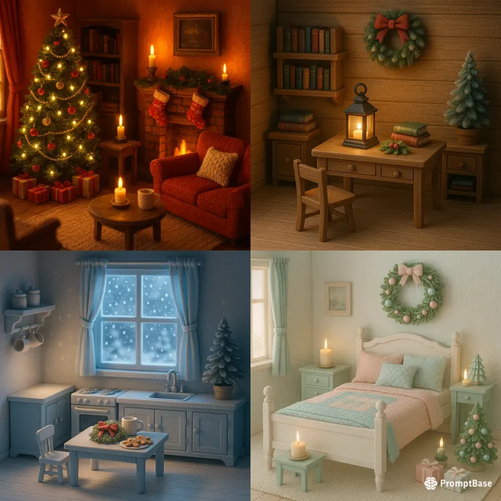 Cozy Holiday Diorama Rooms