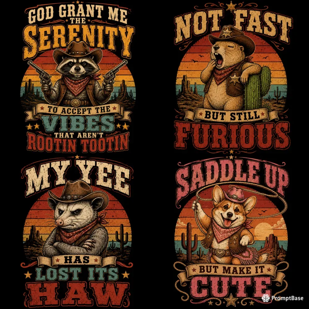 Funny Vintage Animal Quote Tshirt Packs