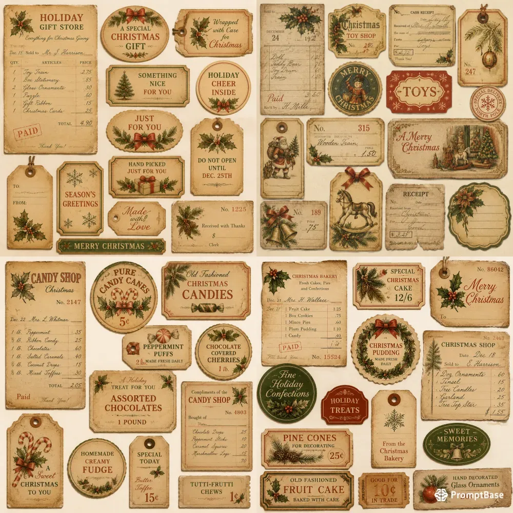 Vintage Christmas Receipt Ephemera