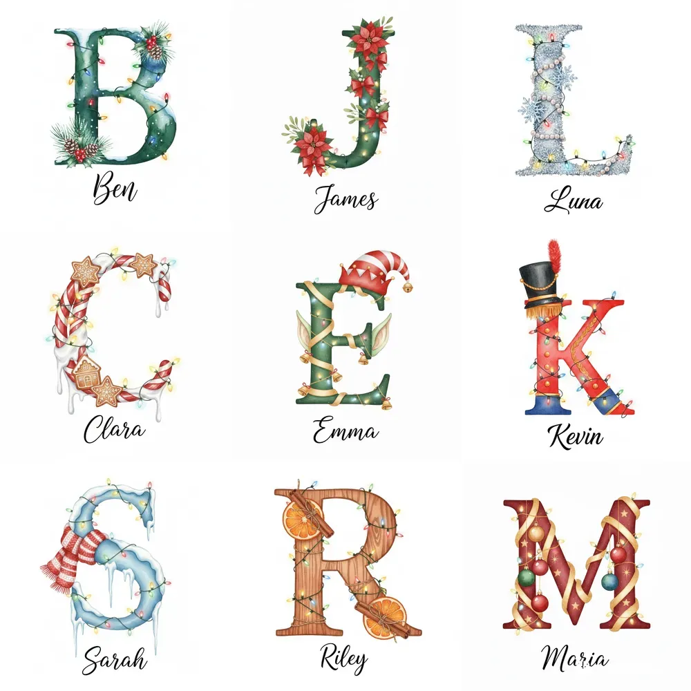Christmas Watercolor Monograms
