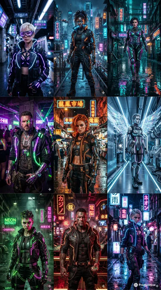 Cyberpunk Neon Fashion Photography