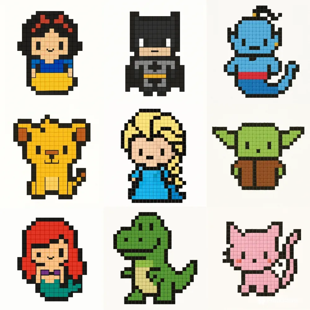 Cross Stitch Pixel Art Characters