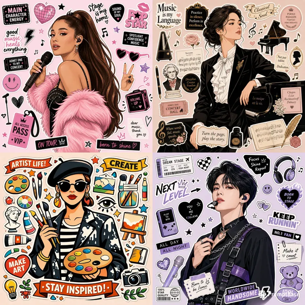 Fashion Sticker Board Portraits