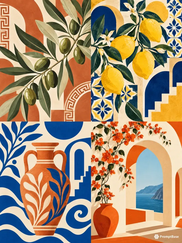Mediterranean Minimalist Fusion Wall Art