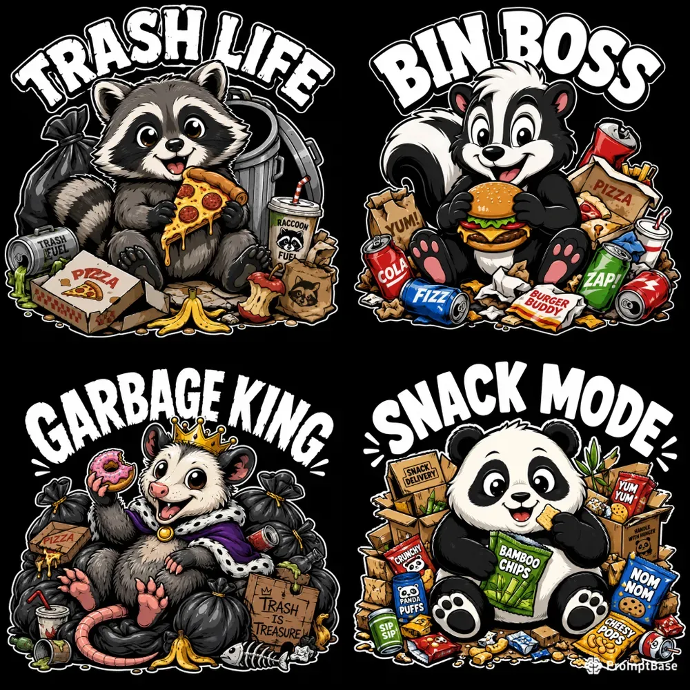 Cute Trash Animal Mascot Tshirts