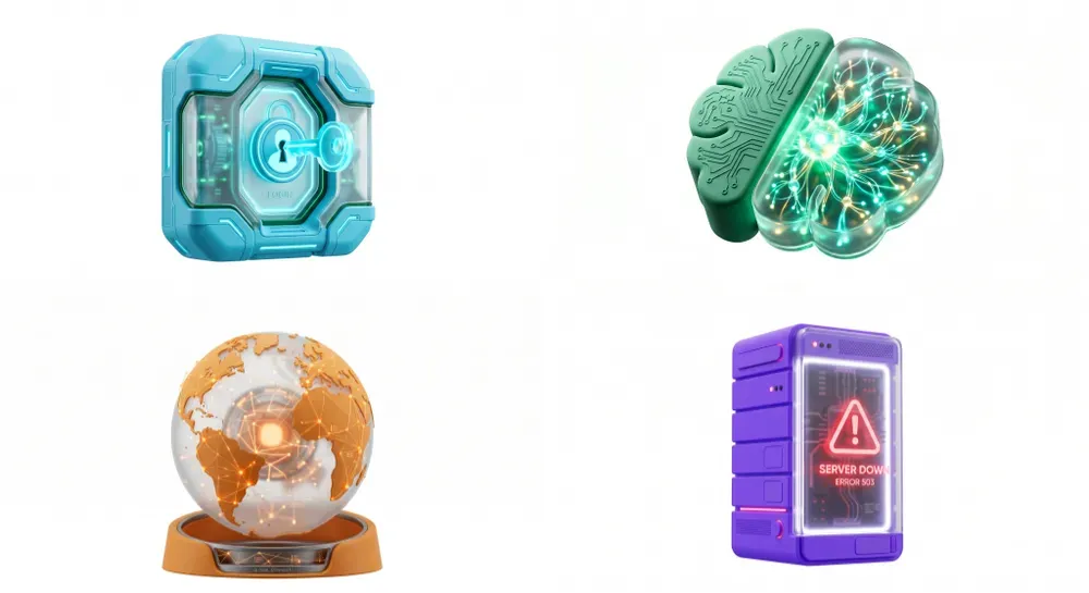 Premium Soft Silicone 3D Saas Icons