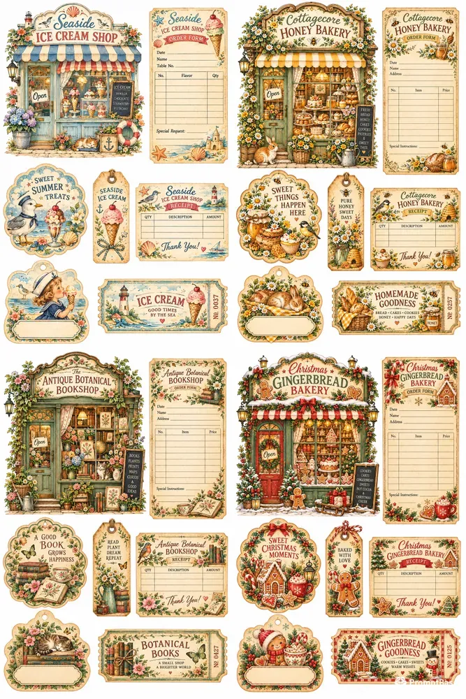 Vintage Theme Ephemera Kits