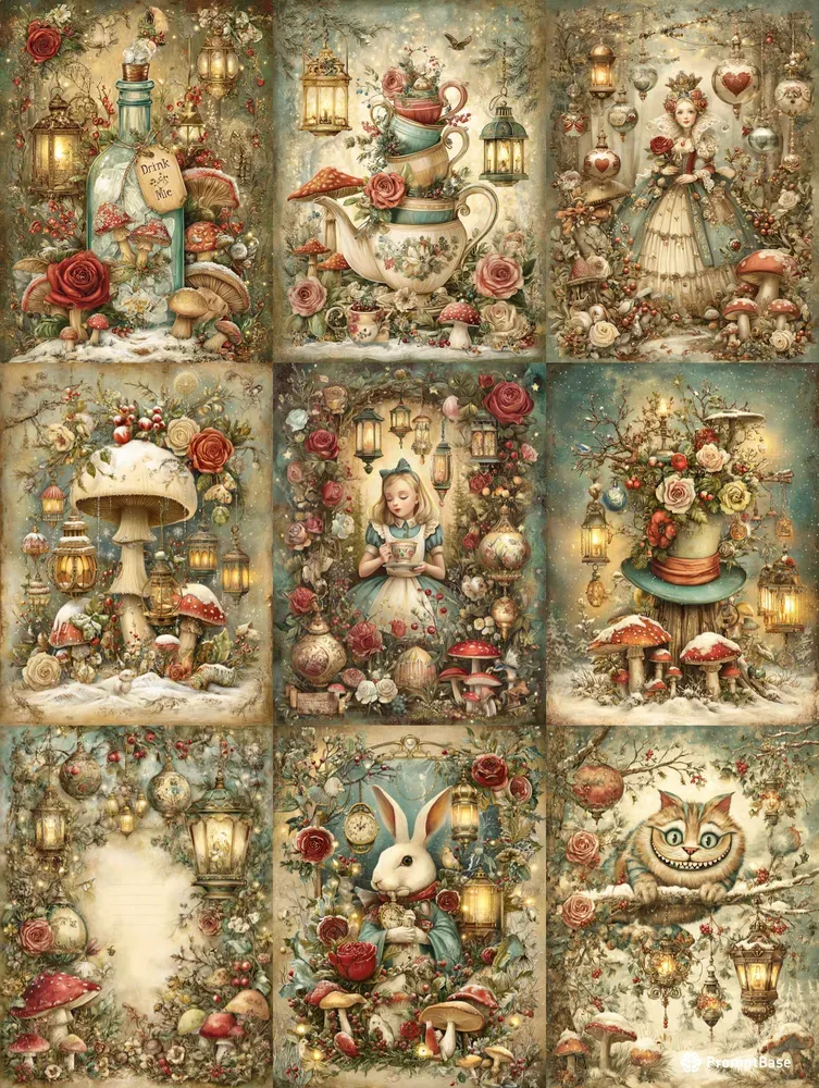 Christmas Alice Wonderland Journal Kits