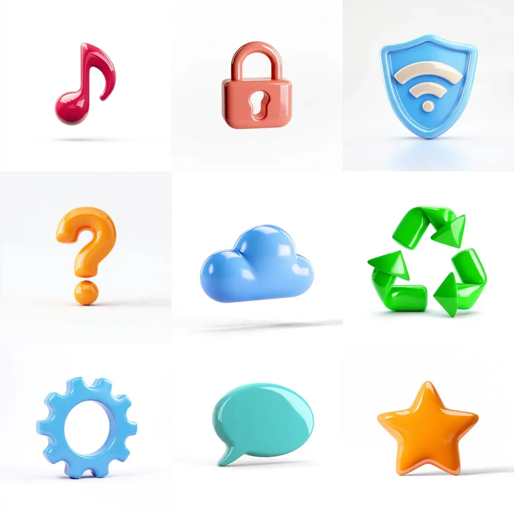 3D Glossy Vinyl Icon Designs