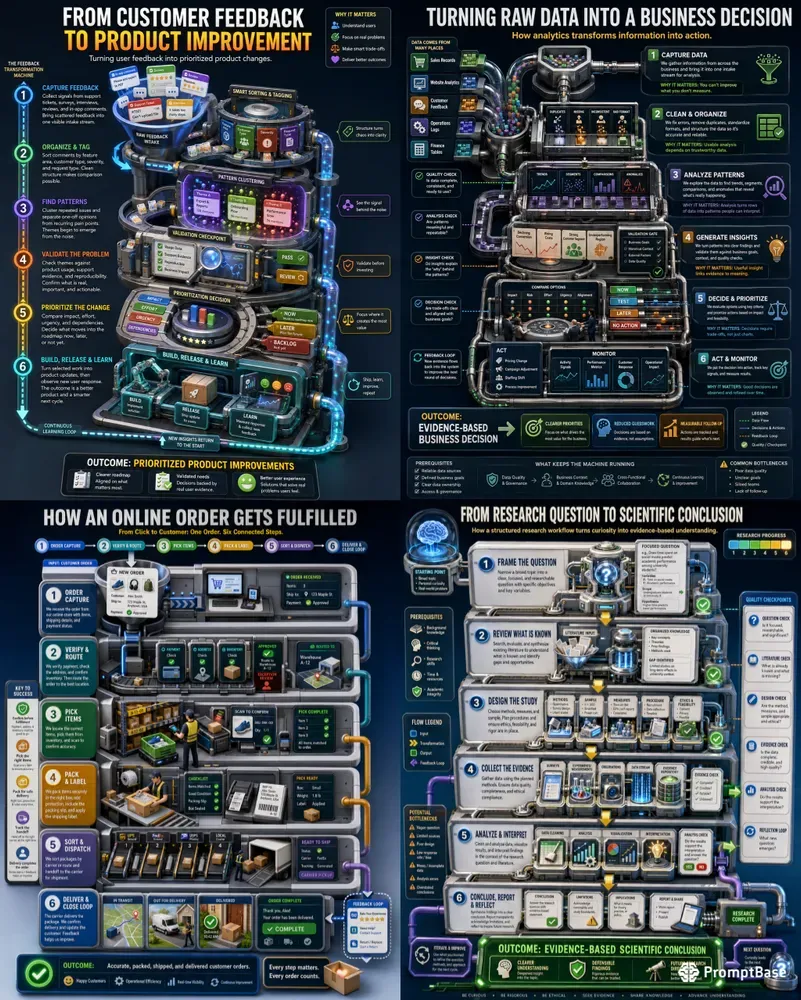 3D Transformation Machine Infographics