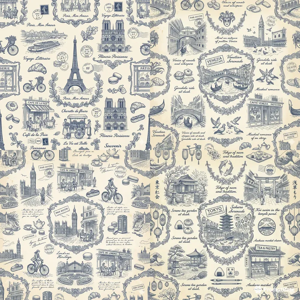 Vintage Toile Pattern Packs