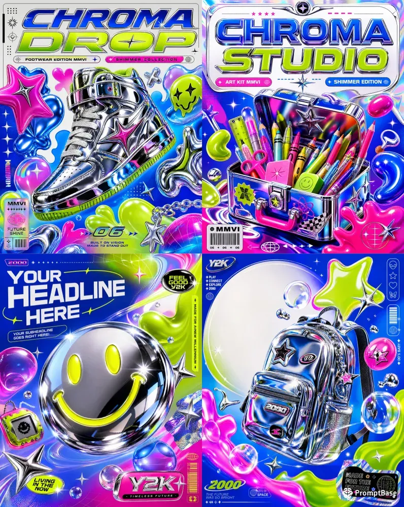 Chroma Y2k Chrome Posters