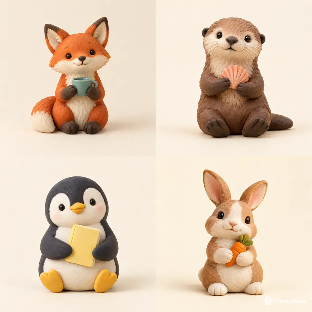 Tiny Clay Animal Desk Mascots