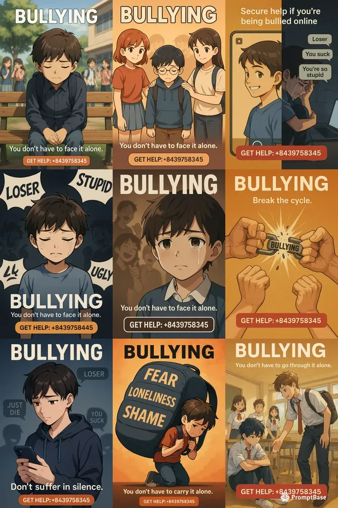 Stop Bullying Secure Help Anime Posters