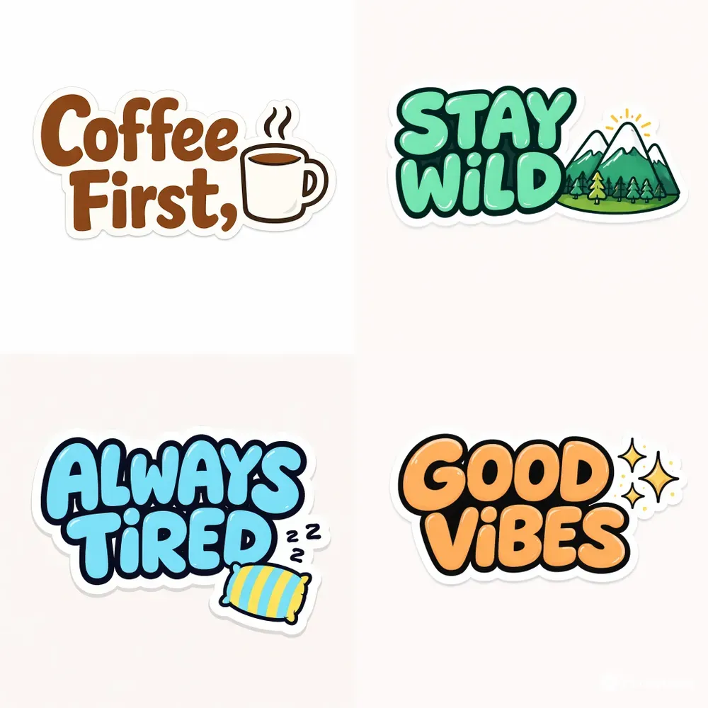 Minimal Text Sticker Designs